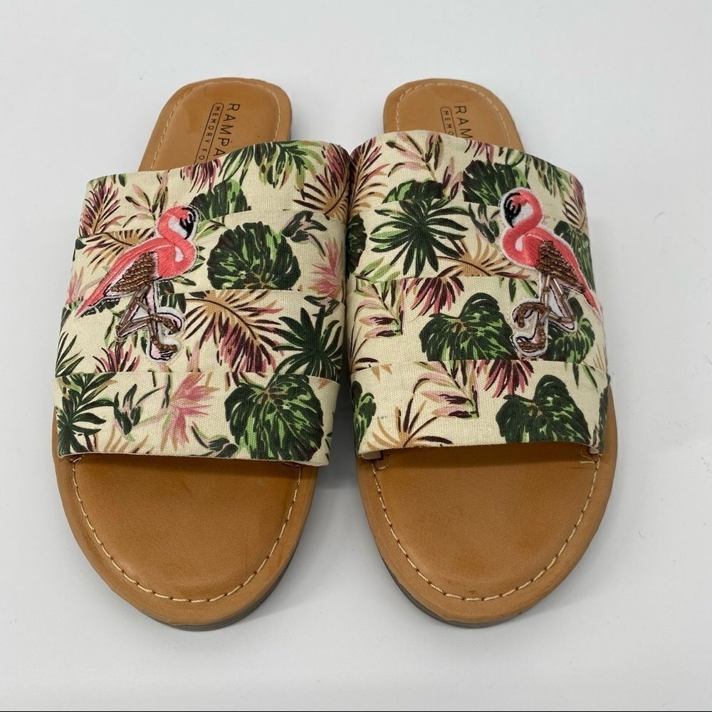 Rampage memory foam beaded flamingo slip on sandal‎ Women’s 10M
